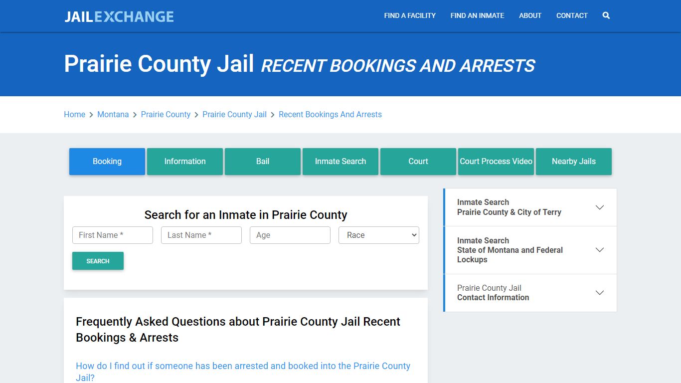 Prairie County Jail MT Recent Arrests and Bookings - Jail Exchange