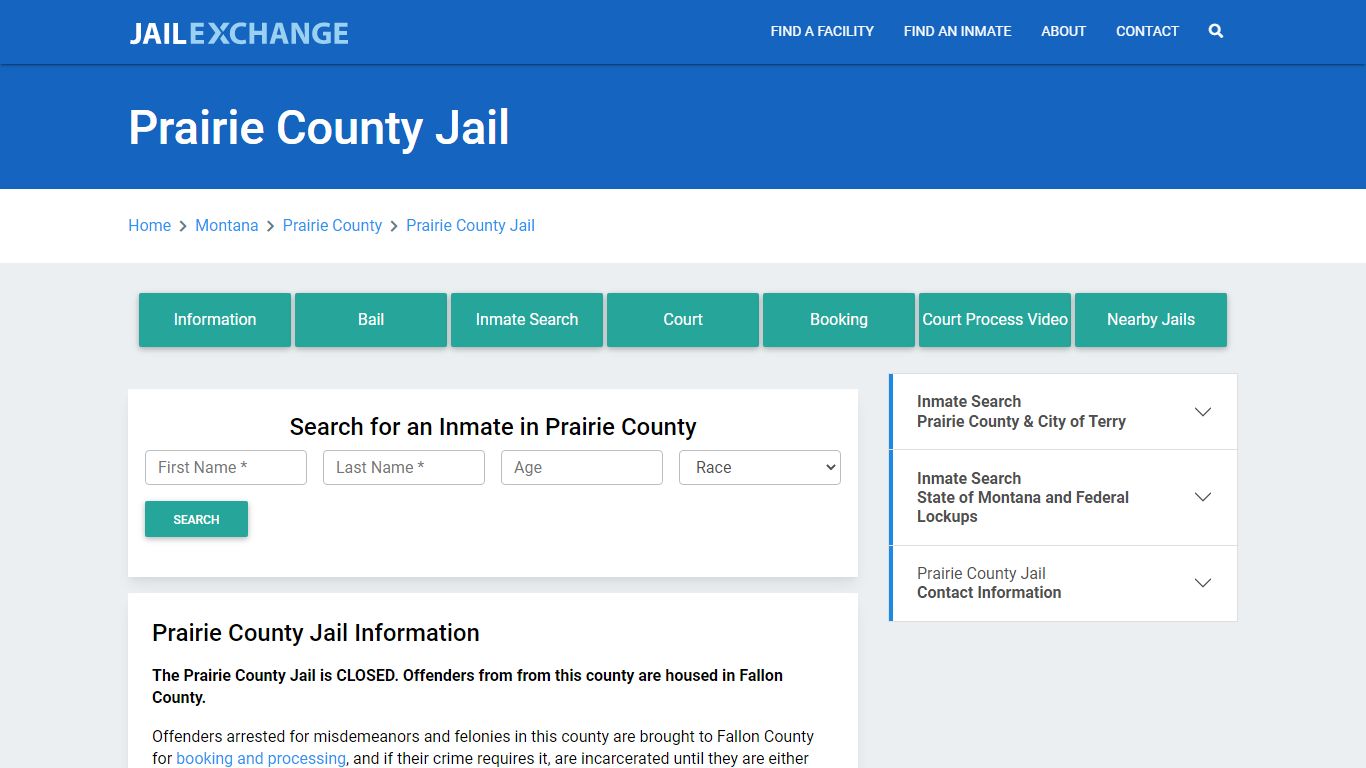 Prairie County Jail Roster Lookup, MT, Inmate Search